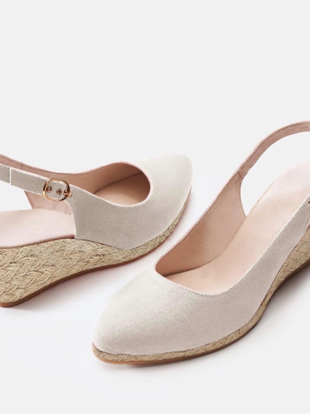 Women's Cream Slingback Espadrille Wedge Shoes